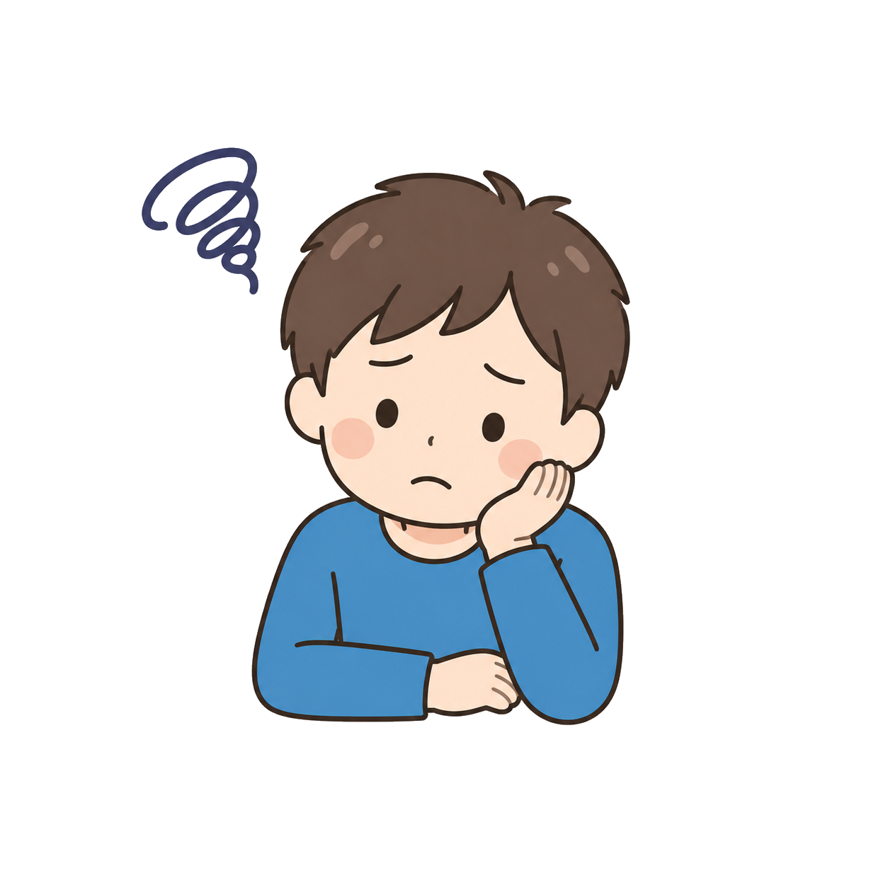 費用面に不安を感じる男の子のイラスト