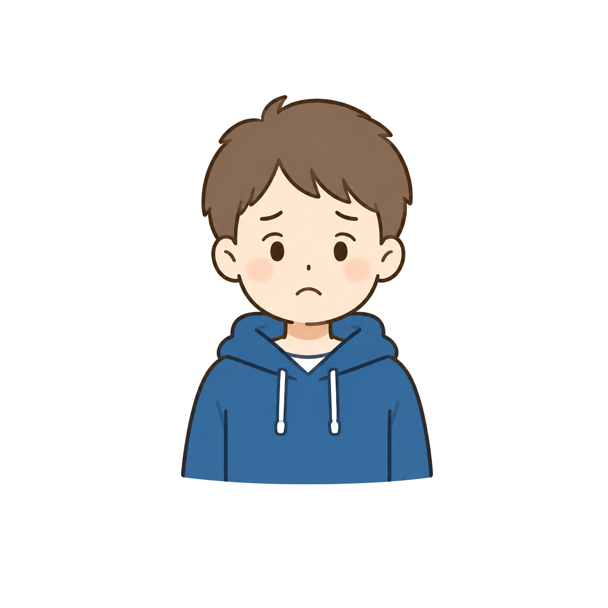 教材費などの負担を心配する男の子のイラスト